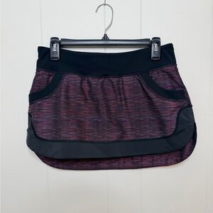 Lululemon Plum-Striped Mini Skirt with Built-in Shorts - Size 6